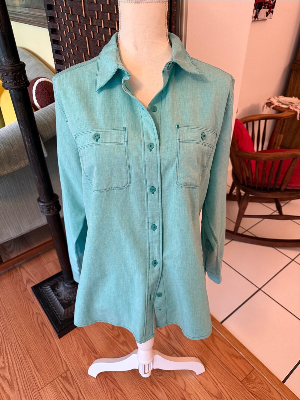 The North Face Women’s Large Aqua Button Front Outdoor Hiking Shirt L